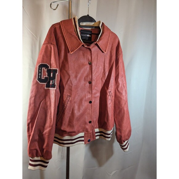 Fashion Nova Women's Cheer You On Varsity Bomber Jacket Red Plus 1x Curve [C03] - Picture 5 of 9